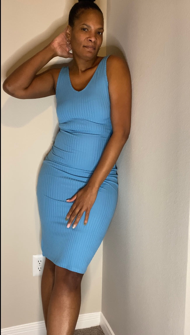 Ribbed V Neck Tank Dress – Shona Gems Ribbed V Neck Tank Dress – Shona Gems
