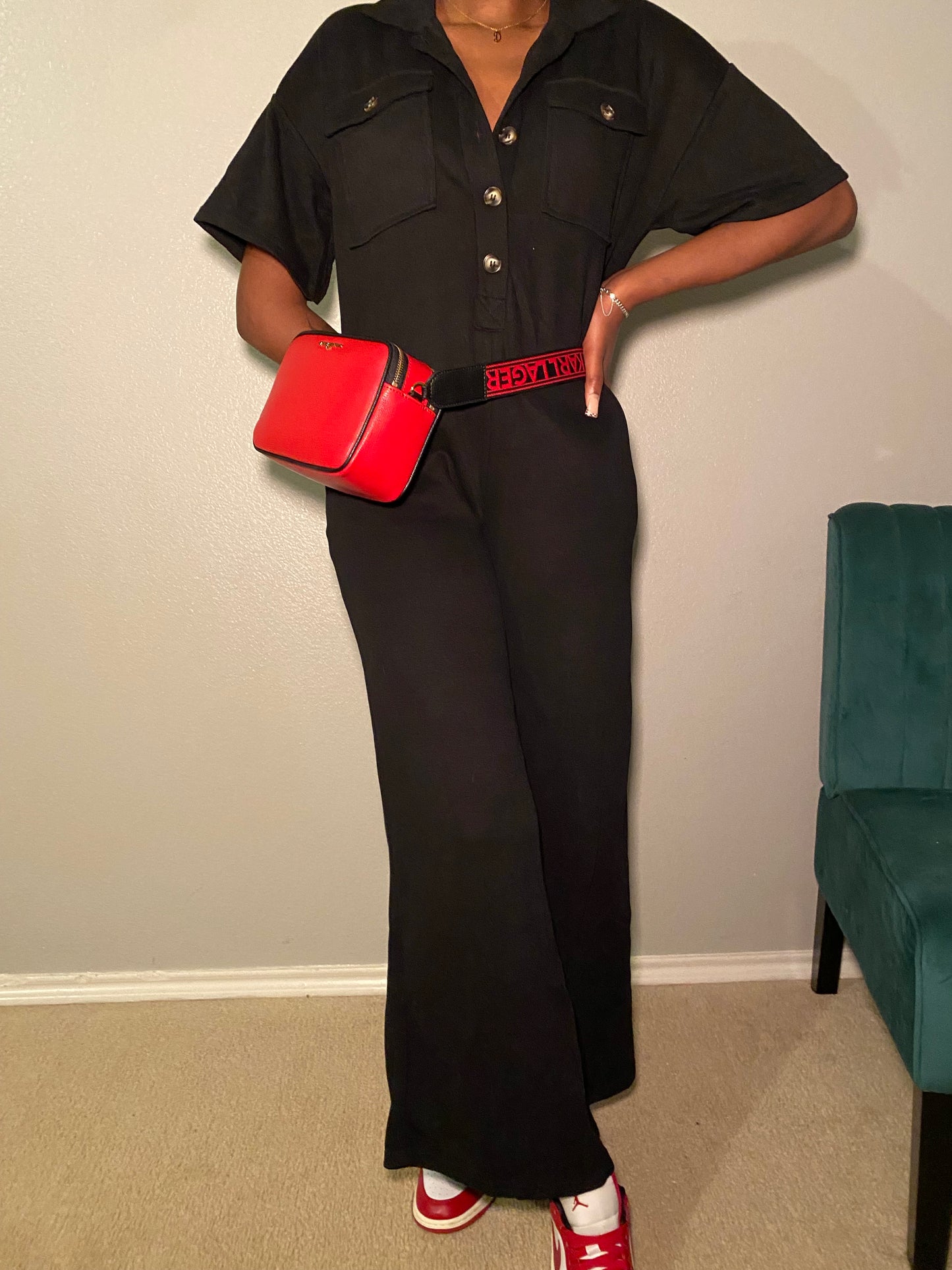 Classy Collar Shirt Wide Leg Jumpsuit