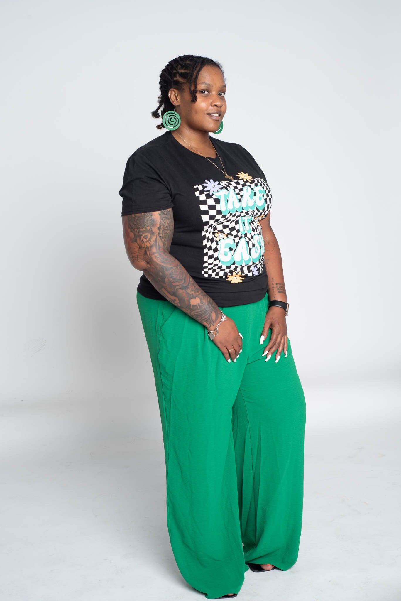 Plus Kelly Green Wide Leg w/Pockets