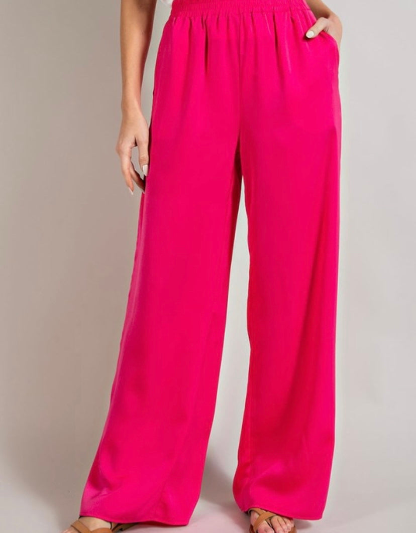 Plus Hot Pink Wide Leg w/Pockets